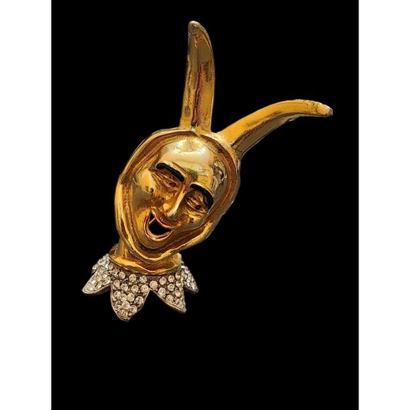 Spectacular Unsigned Heavy Dimensional Figural Jester Brooch (A4700) - Picture 3 of 7